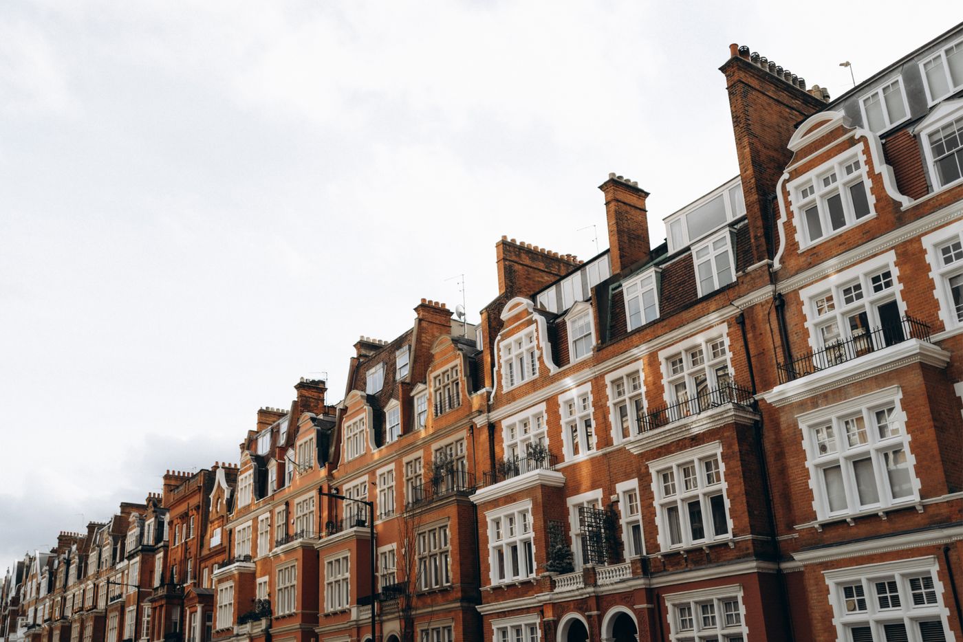 A street of British terraced rental houses